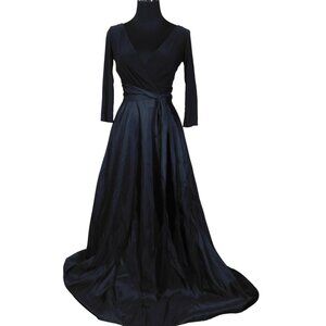 Alfred Sung 3/4 Sleeve Jersey Mikado V-Neck Evening Gown Size 4 NWT